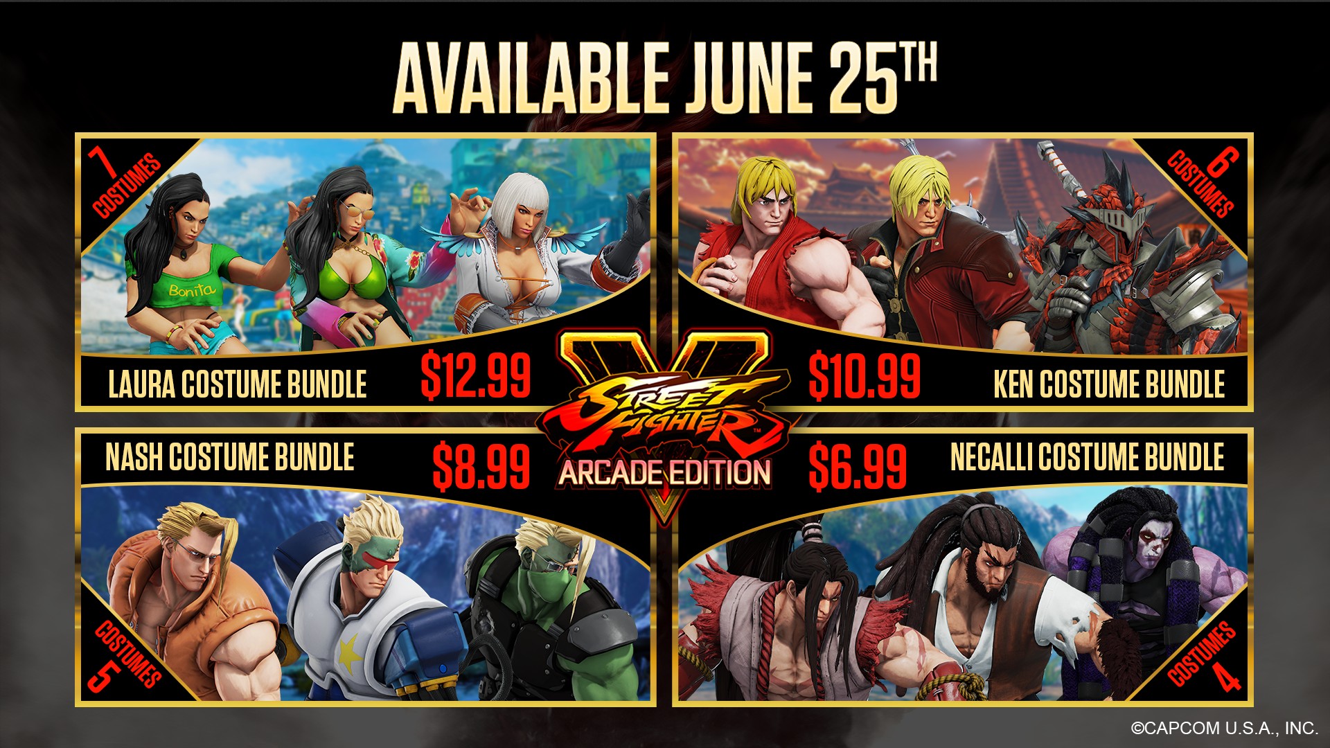 Street Fighter V Arcade Edition Summer Character Bundle Includes E